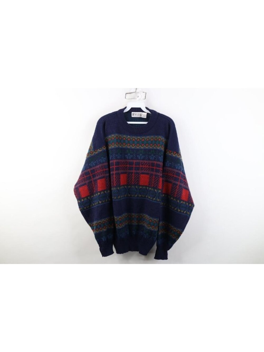 Vintage 90s Streetwear Mens Size XL Rainbow Fair Isle Knit Crewneck Sweater